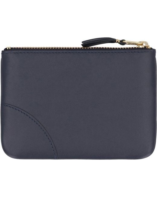 Comme des Garçons Blue Small Leather Flat Pouch