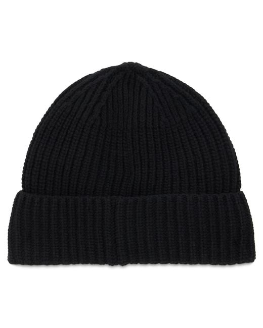 Stone Island Black Ribbed Hat for men