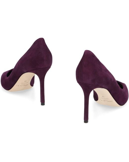 Jimmy Choo Purple Solid Pointed Toe Pumps