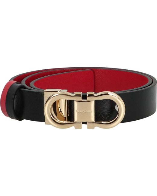 Cintura reversibile Gancini in pelle di Ferragamo in White
