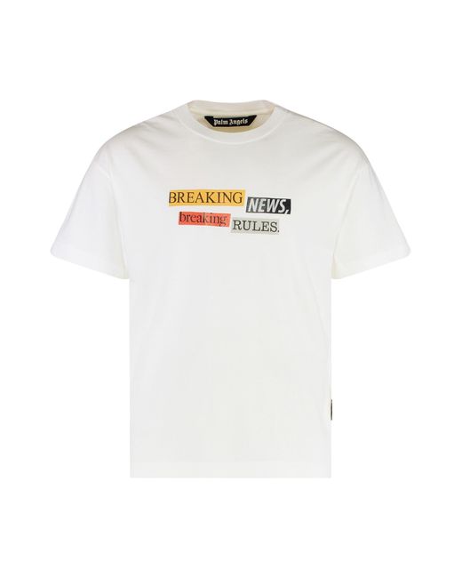 Palm Angels White Cotton Crew-Neck T-Shirt for men