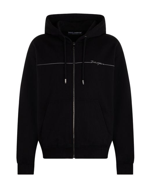 Dolce & Gabbana Blue Hooded Sweatshirt With Zipper for men