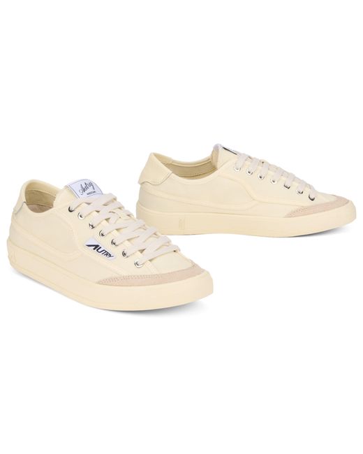 Autry Natural Canvas Sneakers With Leather Inserts