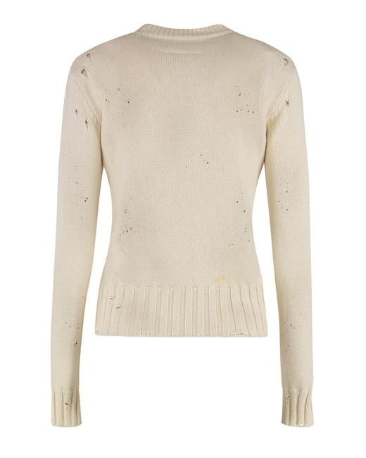 MM6 by Maison Margiela Natural Cotton Crew-Neck Sweater