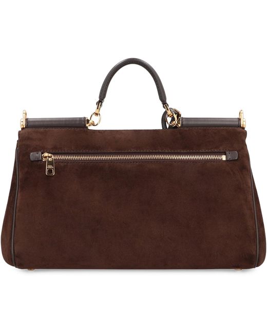 Dolce & Gabbana Brown My Sicily Suede Handbag