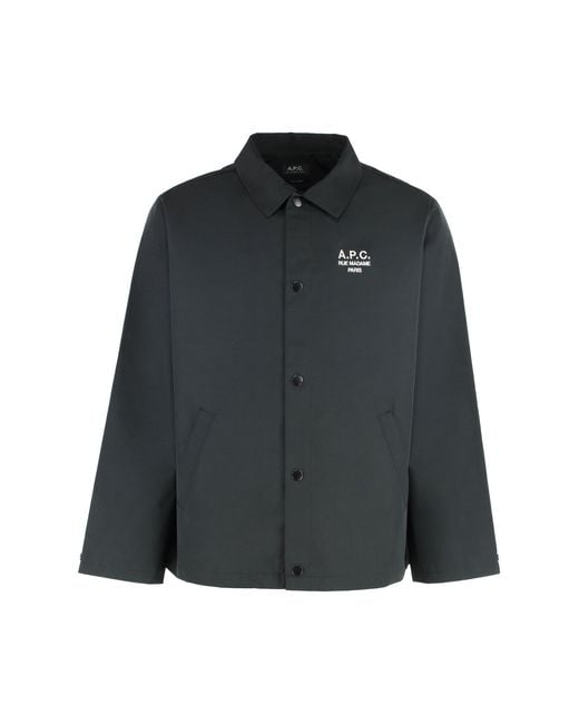 A.P.C. Black Regis Cotton Blend Overshirt