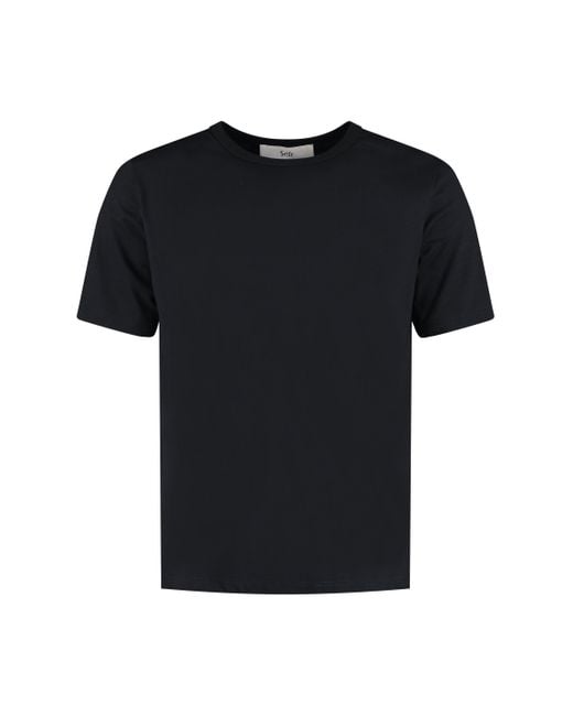 Séfr Black Luca Cotton Crew-neck T-shirt for men