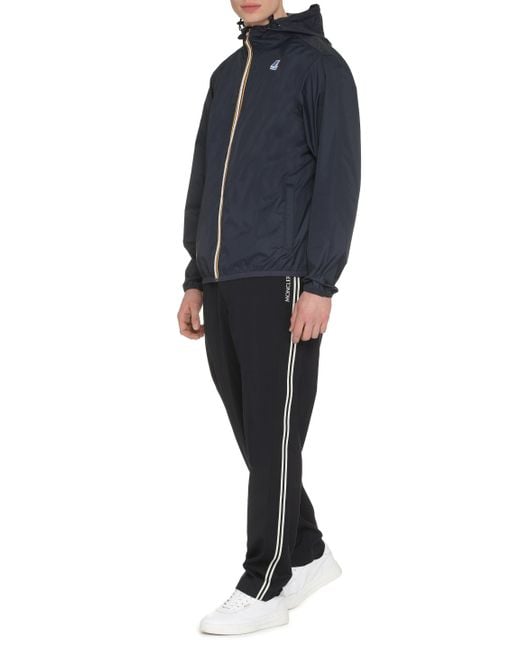 K-Way Blue Claude Hooded Nylon Jacket for men