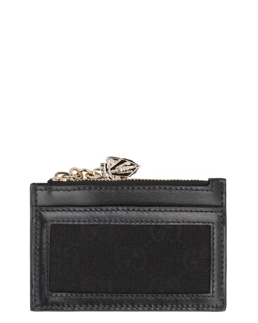 Gucci Black Gg Fabric Card Holder