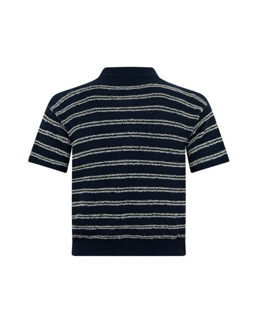 Moncler Blue Classic Short-Sleeve Striped Polo Shirt for men