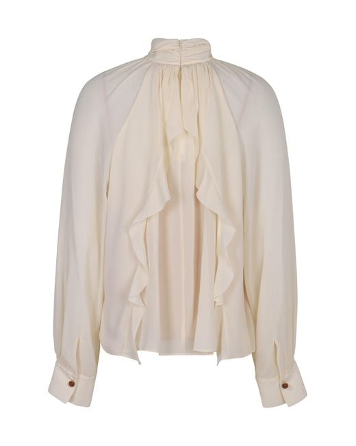 Vince Natural Crepe Blouse With Draping
