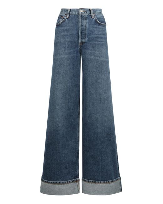 Agolde Blue Dame High-waisted Wide-leg Jeans