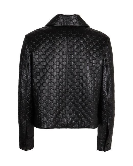Gucci Black Oversized Bomber Leather Jacket