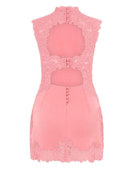 Cult Gaia Pink Short Dress With Lace Edges