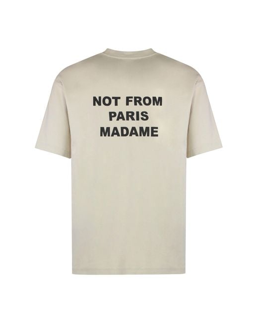 Drole de Monsieur White Slogan Cotton Crew-Neck T-Shirt for men