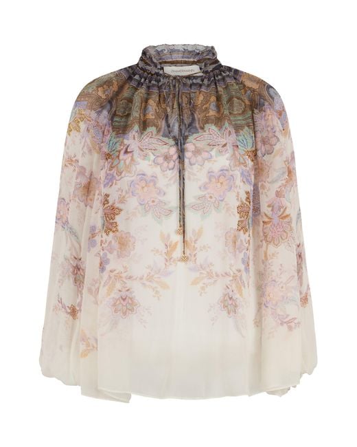Zimmermann Natural Blouse With Floral Print