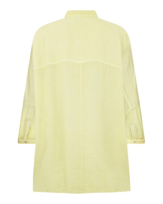120% Lino Yellow Loose Linen Shirt