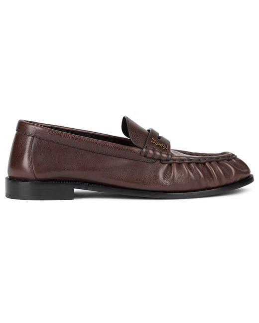 Saint Laurent Brown Soft Leather Loafers for men