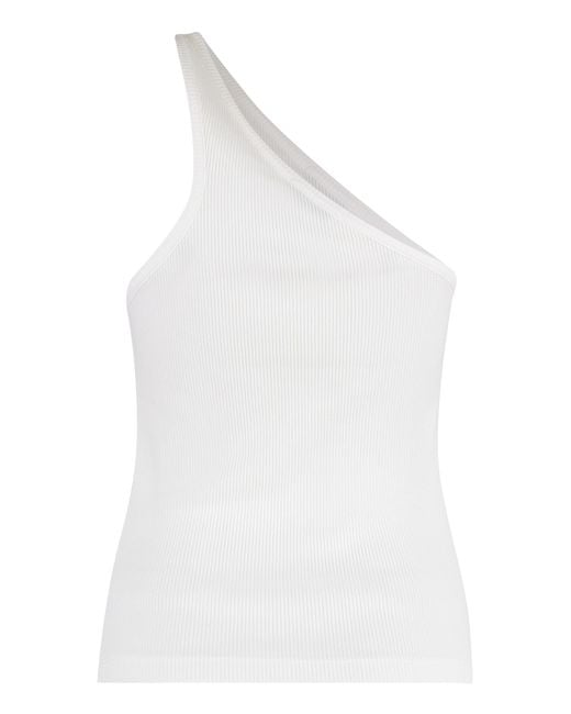 Agolde White Verica One-Shoulder Top