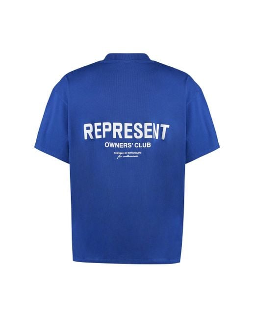 Represent Blue Logo Cotton T-shirt for men
