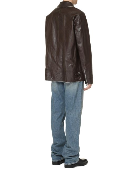 Giacca in pelle di vitello di Gucci in Black da Uomo