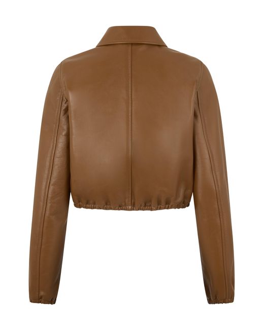 Gucci Brown Leather Jacket With Logo