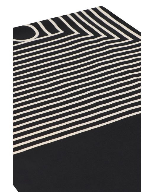 Totême  Black Centered Monogram Scarf