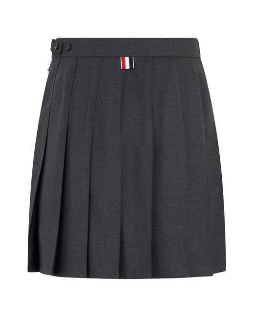 Thom Browne Gray Pleated Mini Skirt