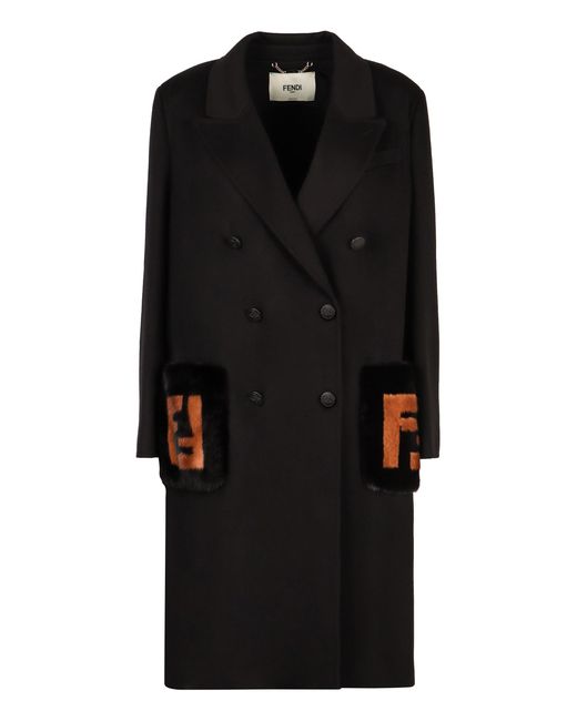 Fendi Black Double-Breasted Wool Coat