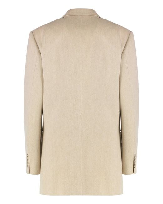 Victoria Beckham Natural Double-Breasted Knit Jacket