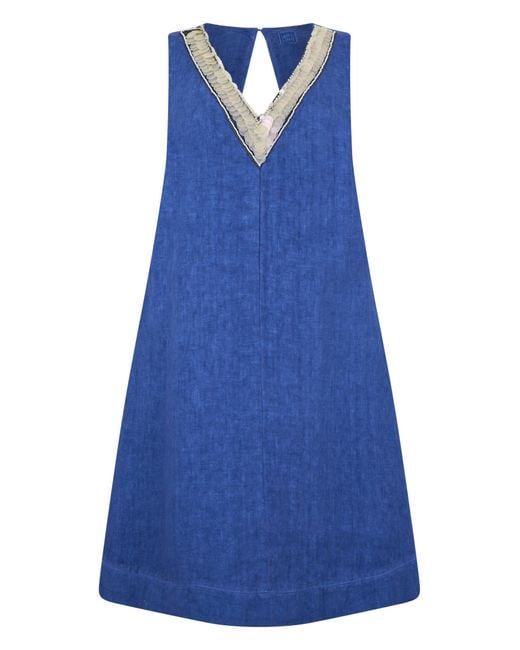 120% Lino Blue Mini Dress