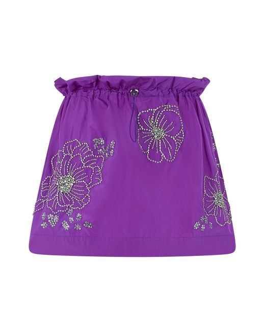 Des Phemmes Purple Short Skirt With Elastic Waistband
