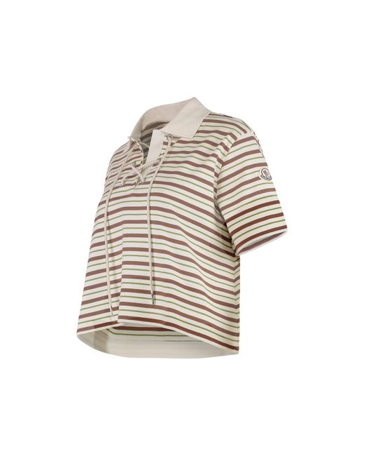 Moncler Natural Striped Cotton Polo