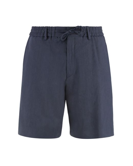 Bermuda in misto lino di Boss in Blue da Uomo