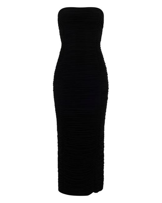 Magda Butrym Black Midi Dress Without Straps With Drapes