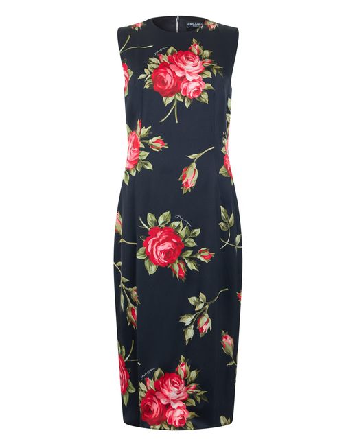 Dolce & Gabbana Black Floral Midi Dress