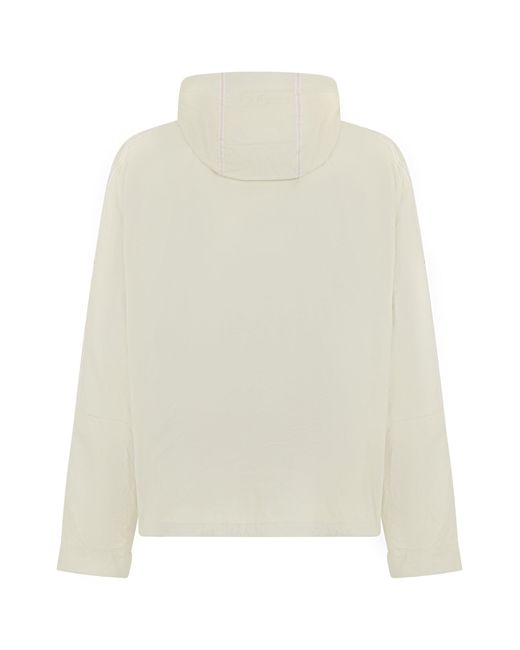 Moncler White Minimalist Waterproof Jacket With Hood for men