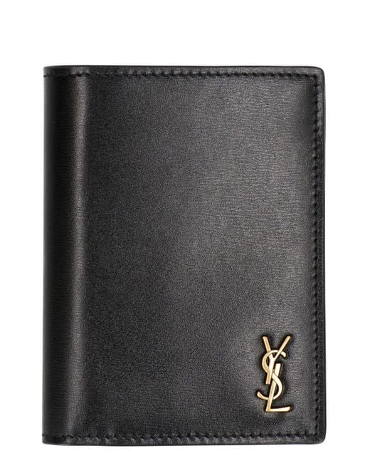 Portacarte Tiny Cassandre in pelle di Saint Laurent in Black da Uomo