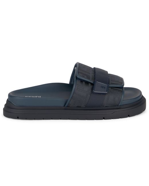 Fendi Blue Sliders Chunky Monogram for men