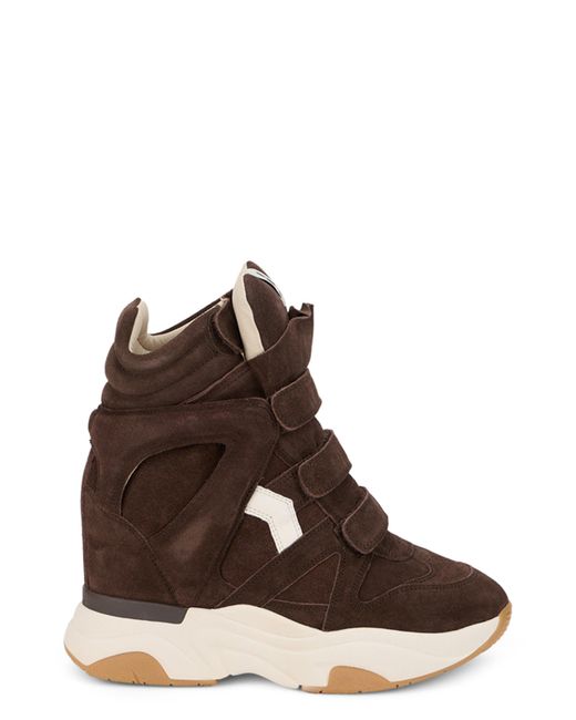 Isabel Marant Brown Wedge High-Top Suede Lace-Up Sneaker