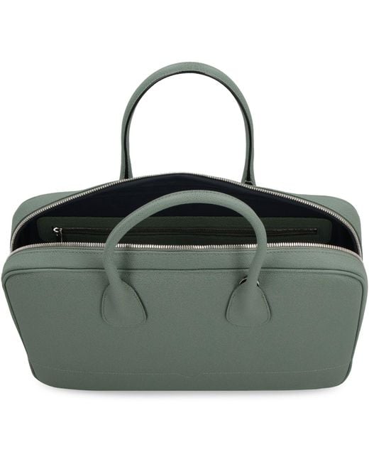 Valextra Green My Logo Leather Briefcase for men