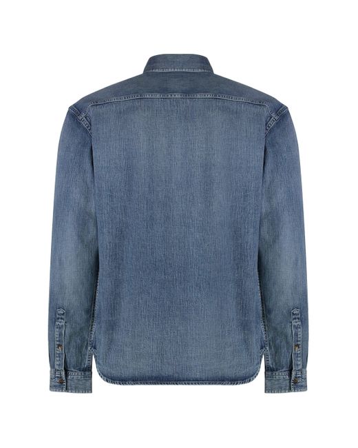 Camicia Cassandre in denim di Saint Laurent in Blue da Uomo