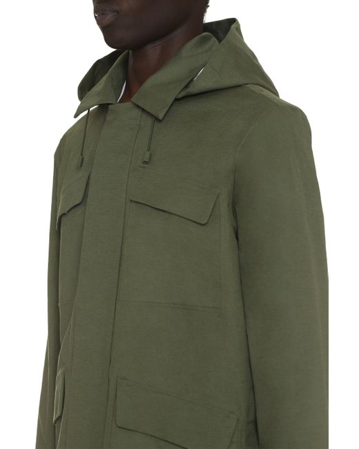 K-Way Green Erhal Hoodie Full Zip Jacket for men