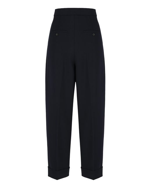 Max Mara Blue High-Waisted Wool Pants