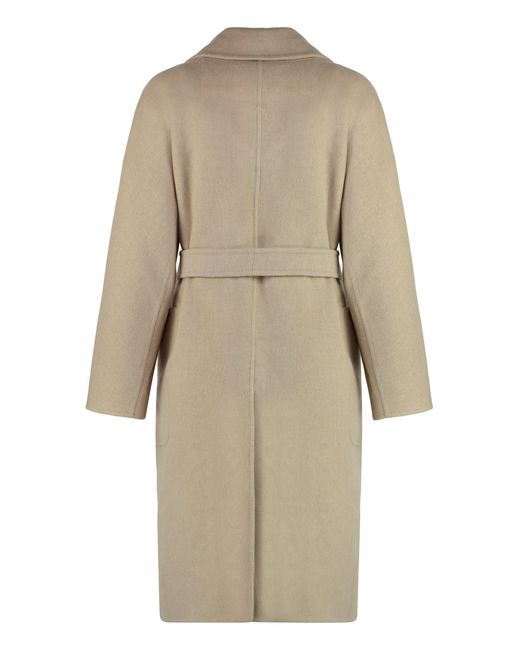 Max Mara Natural Elegant Wool Jacket With Coordinated Belt