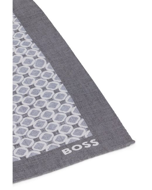 Boss Gray Silk Scarf With Print for men