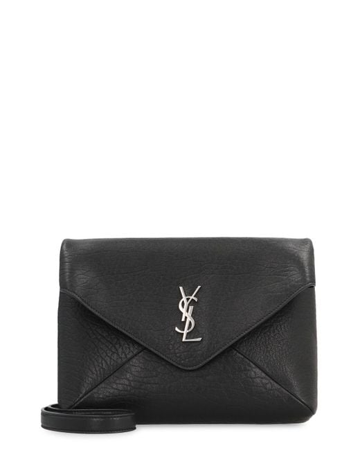 Saint Laurent Black Envelope Leather Messenger Bag for men