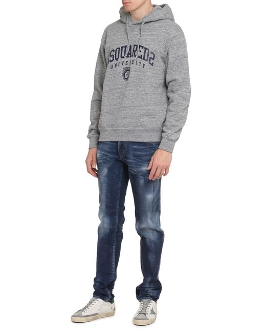 DSquared² Gray Logo Print Hoodie for men