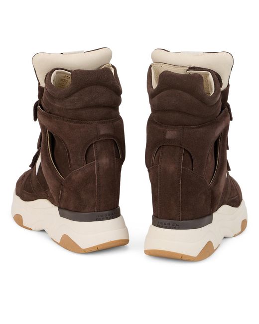 Isabel Marant Brown Wedge High-Top Suede Lace-Up Sneaker