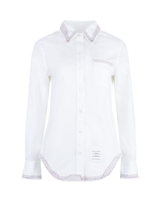 Camicia in cotone con collo button-down di Thom Browne in White
